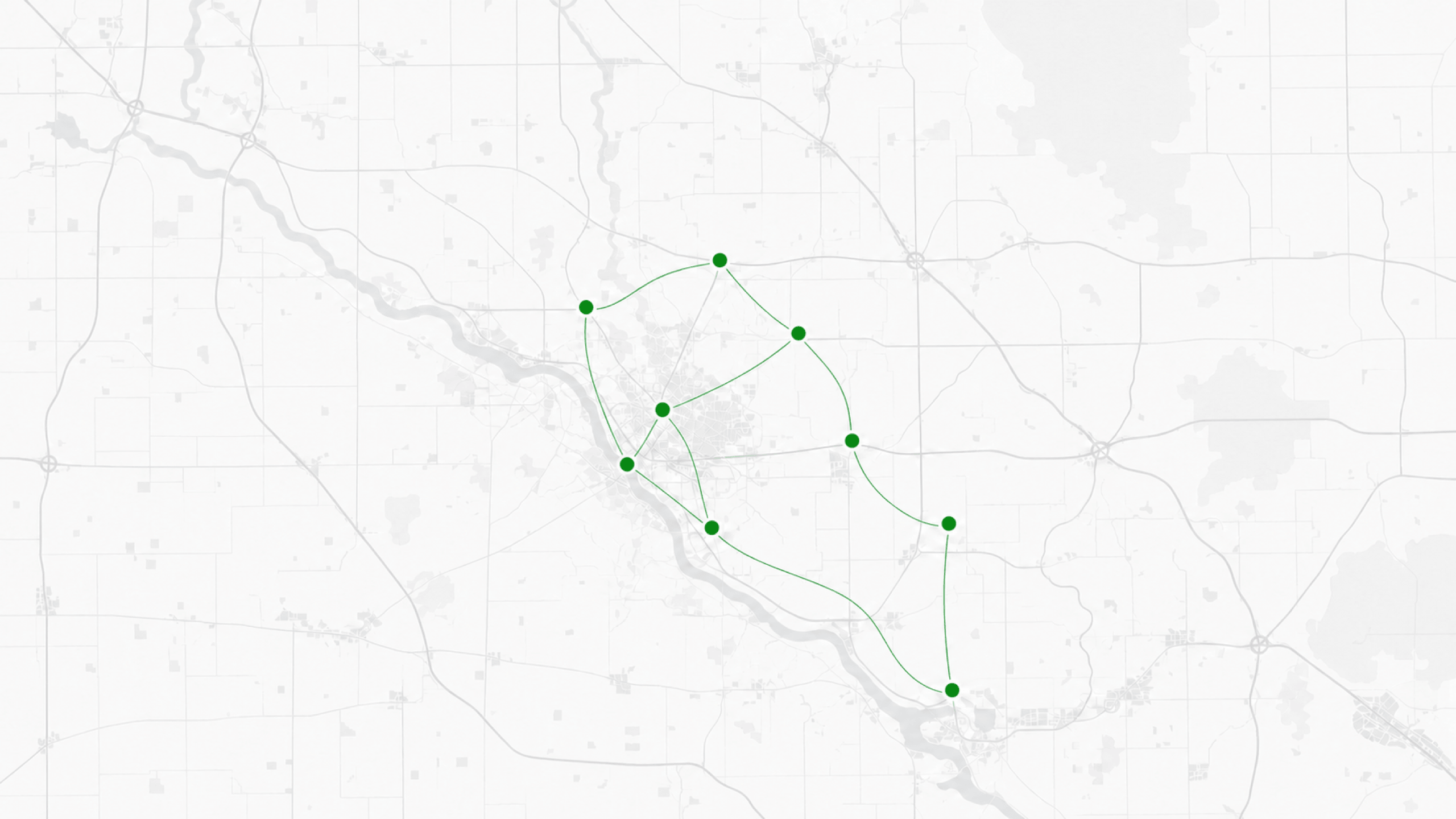 Distributed edge infrastructure sites connected across a regional map